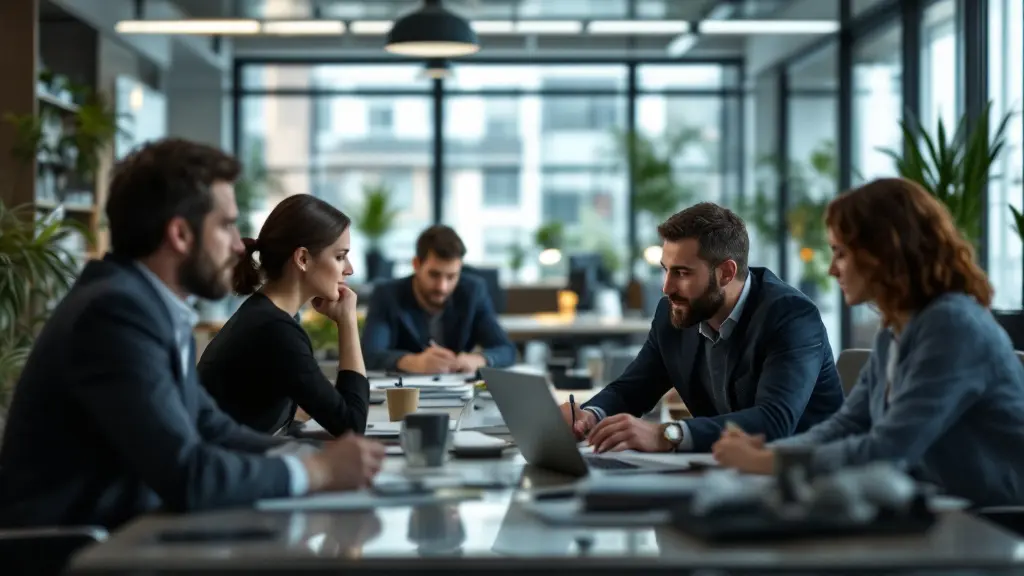 Un manager et une employée examinent ensemble un document lors d'un bilan de performance, soulignant l'aspect collaboratif et d'accompagnement de l'évaluation.